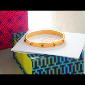 Tory Burch Original Gold Logo Stud Hinge Bracelet